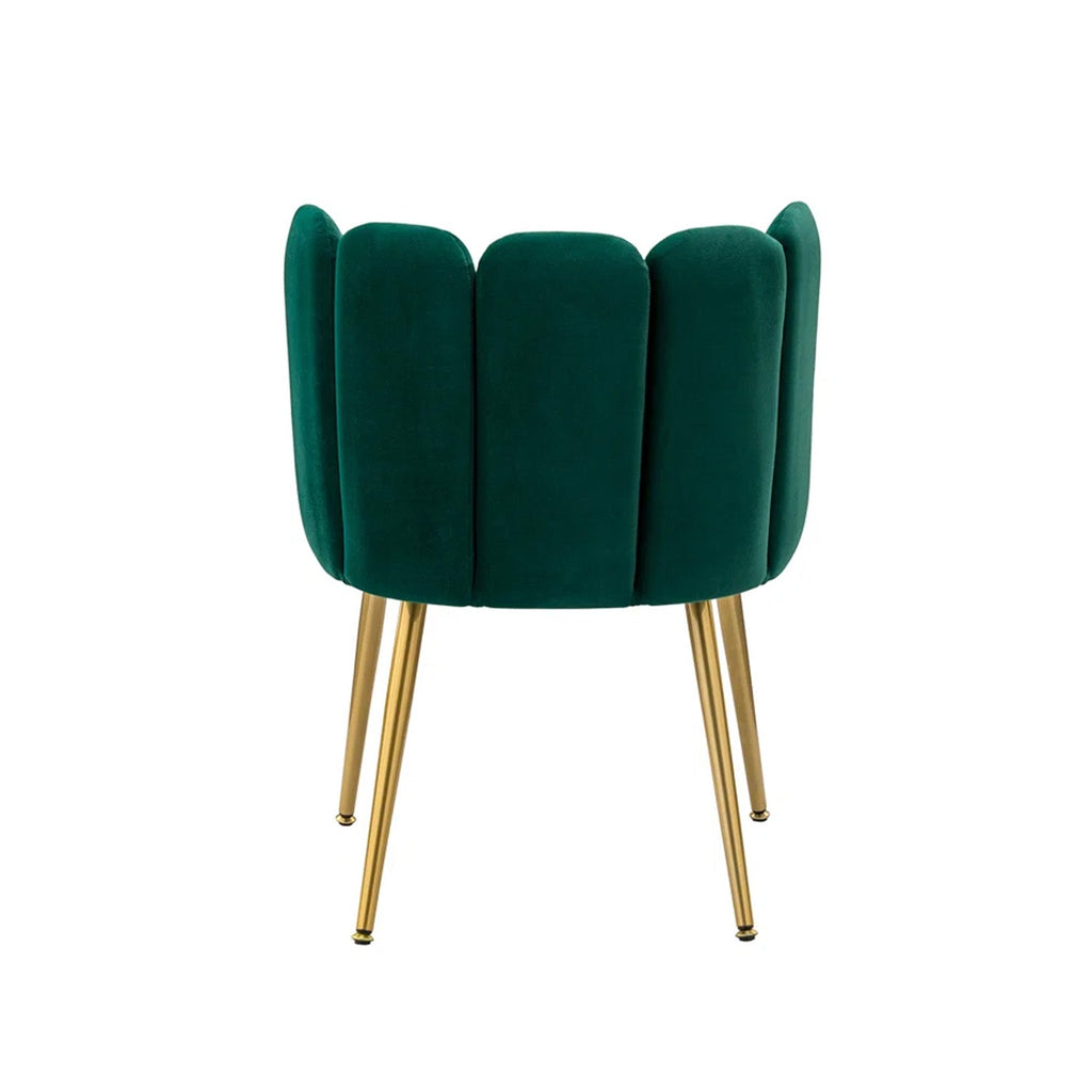 Elegant Velvet Petal Back Chair Green
