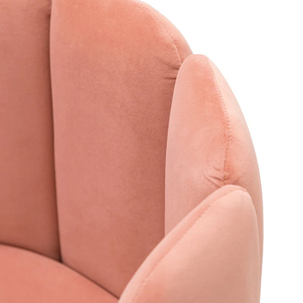 Elegant Velvet Petal Back Chair Pink