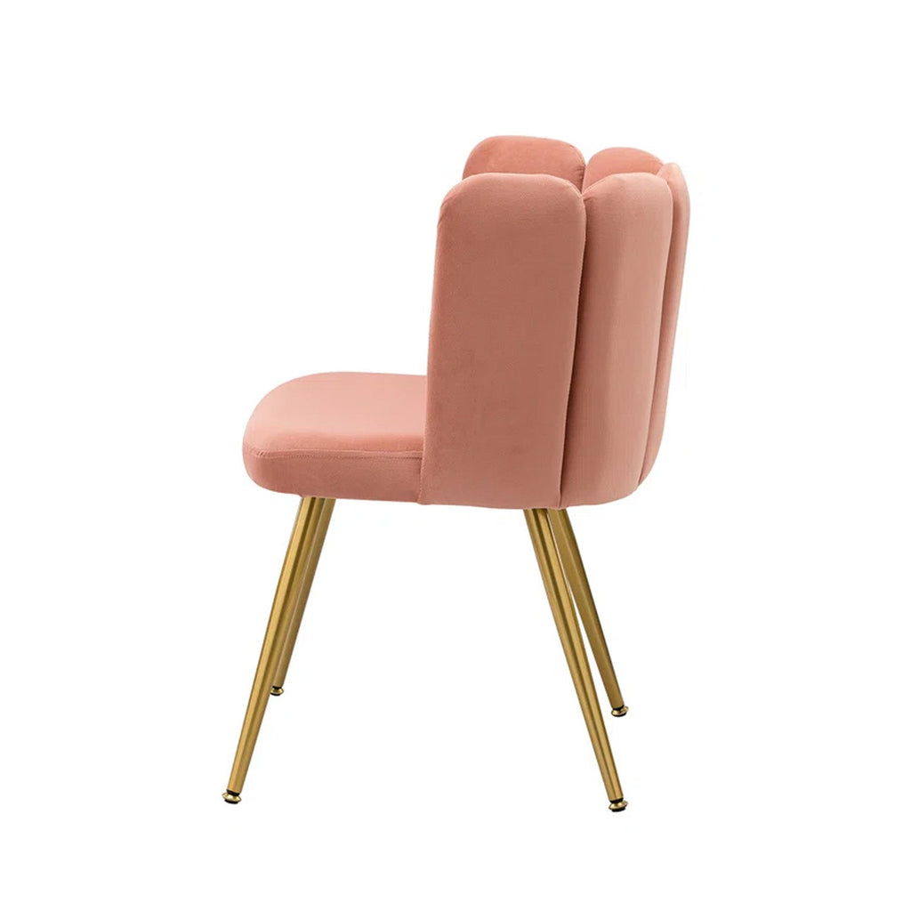 Elegant Velvet Petal Back Chair Pink
