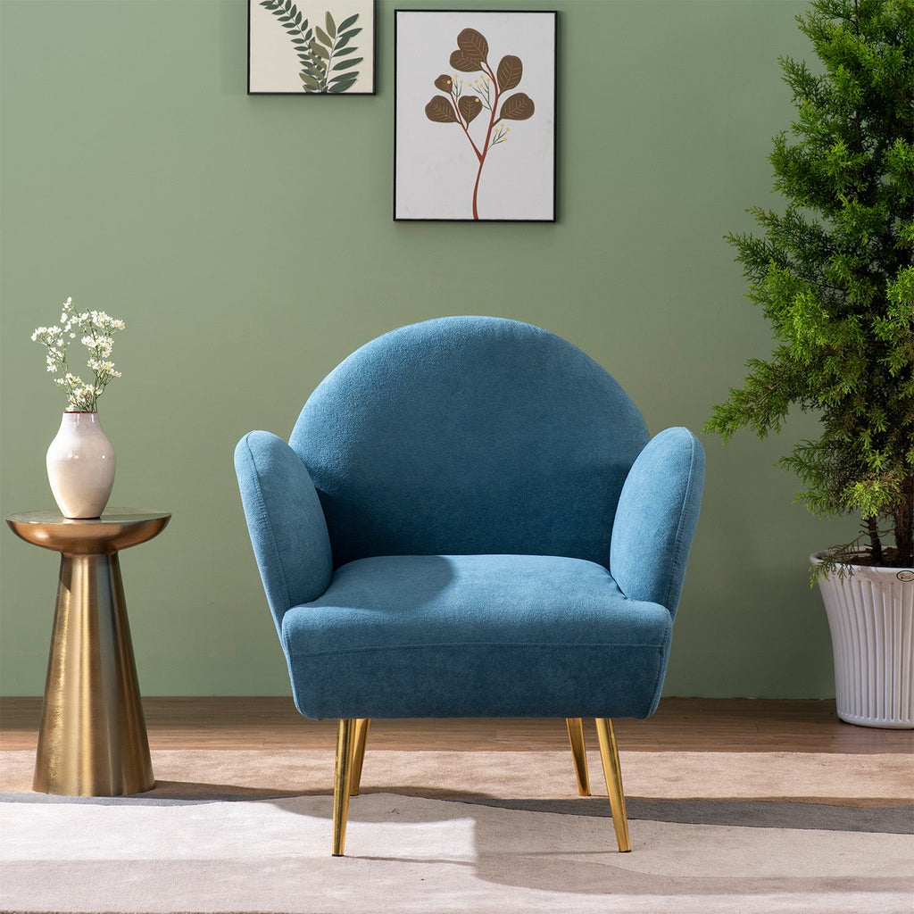 Breezy Blue Boucle Lounge Chair With Sleek Armrests | Nestroots