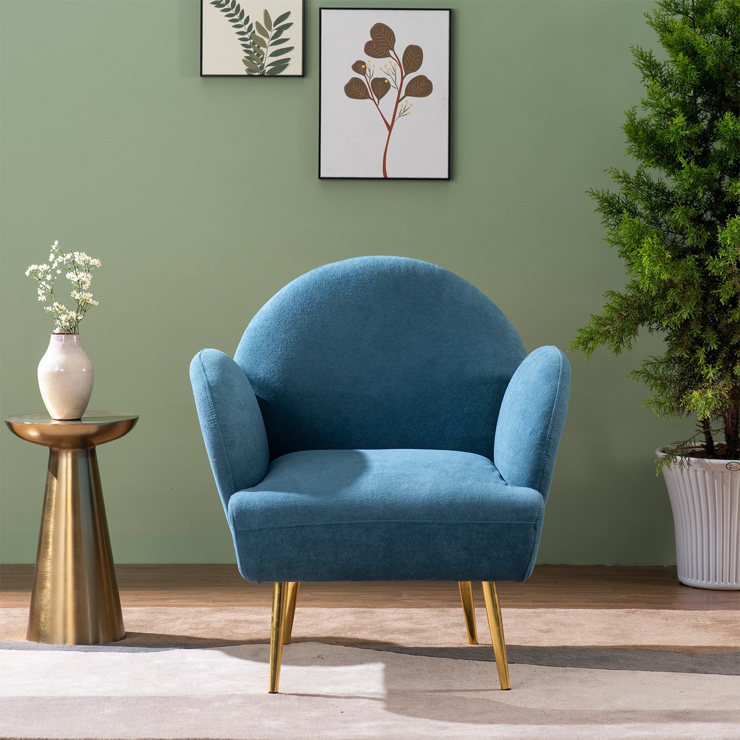 Breezy Blue Boucle Lounge Chair With Sleek Armrests | Nestroots