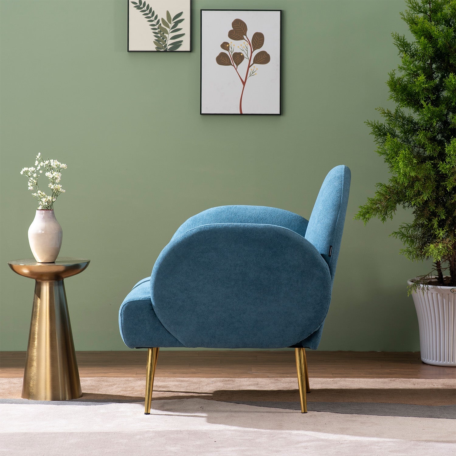 Breezy Blue Boucle Lounge Chair With Sleek Armrests | Nestroots