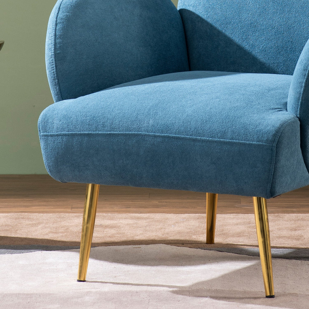 Breezy Blue Boucle Lounge Chair With Sleek Armrests | Nestroots