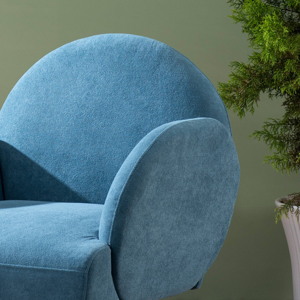 Breezy Blue Boucle Lounge Chair With Sleek Armrests | Nestroots