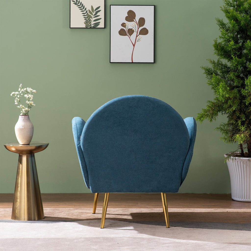 Breezy Blue Boucle Lounge Chair With Sleek Armrests | Nestroots