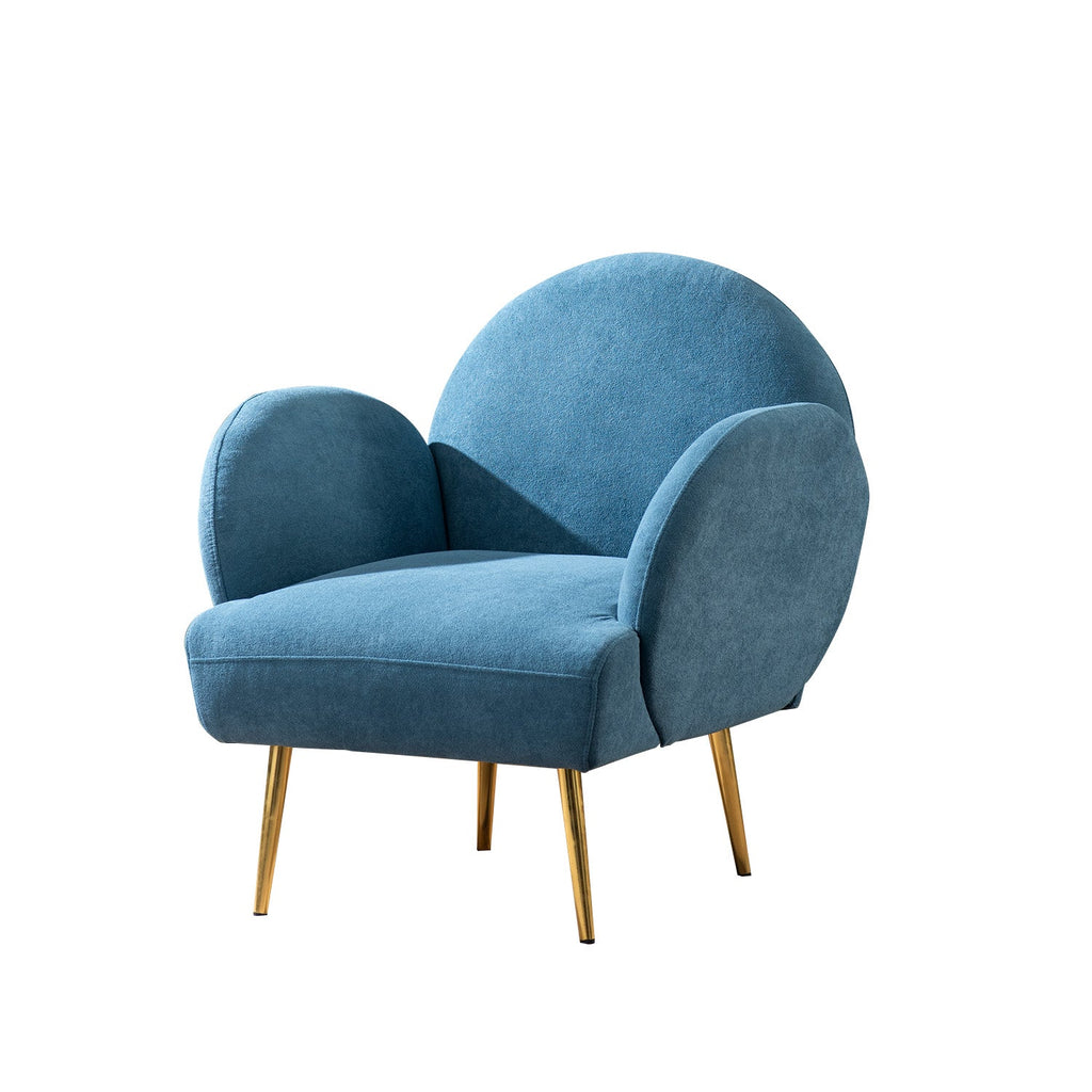 Breezy Blue Boucle Lounge Chair With Sleek Armrests | Nestroots