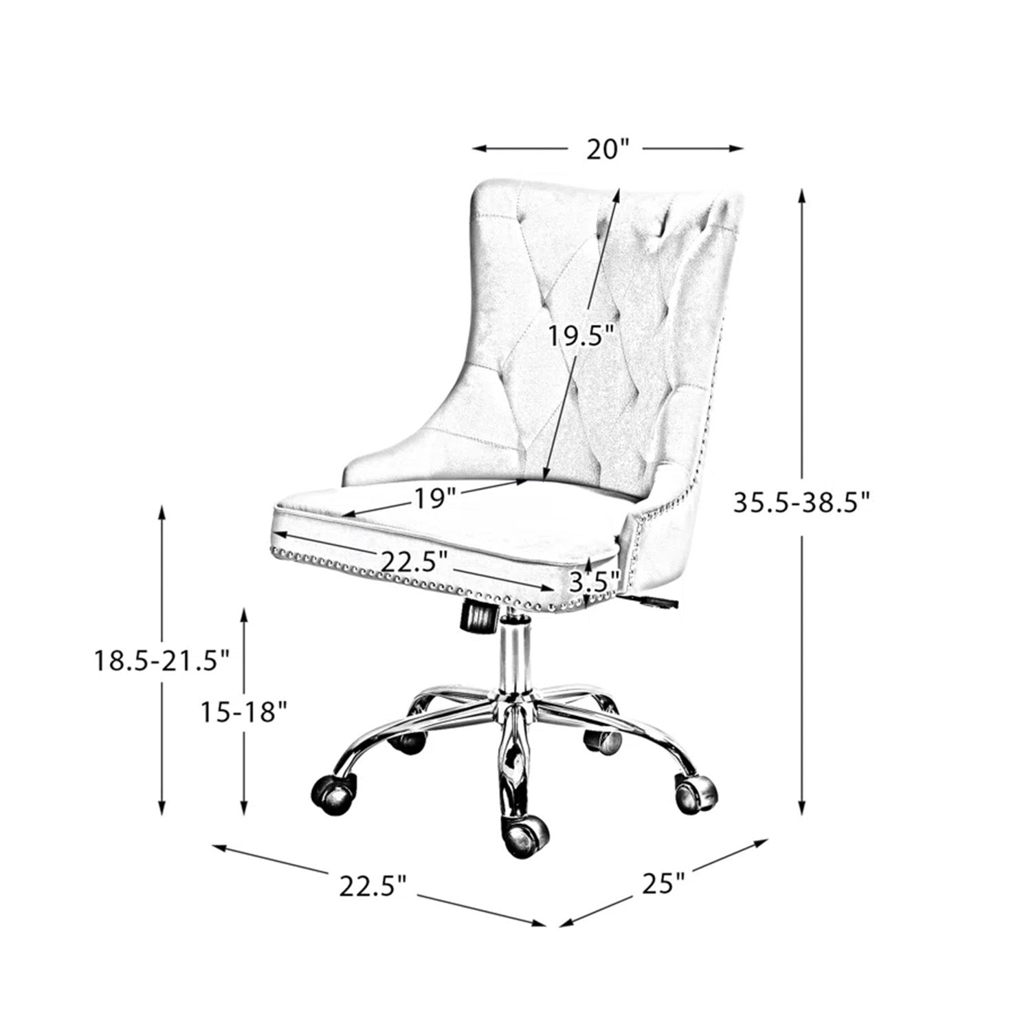 Boss Velvet Tufted Office Chair With Wheels Teal