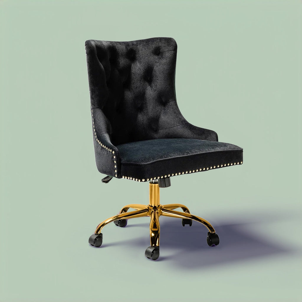 Velvet Tufted Boss Office Chair with Smooth Mobility– Black|Nestroots | Nestroots