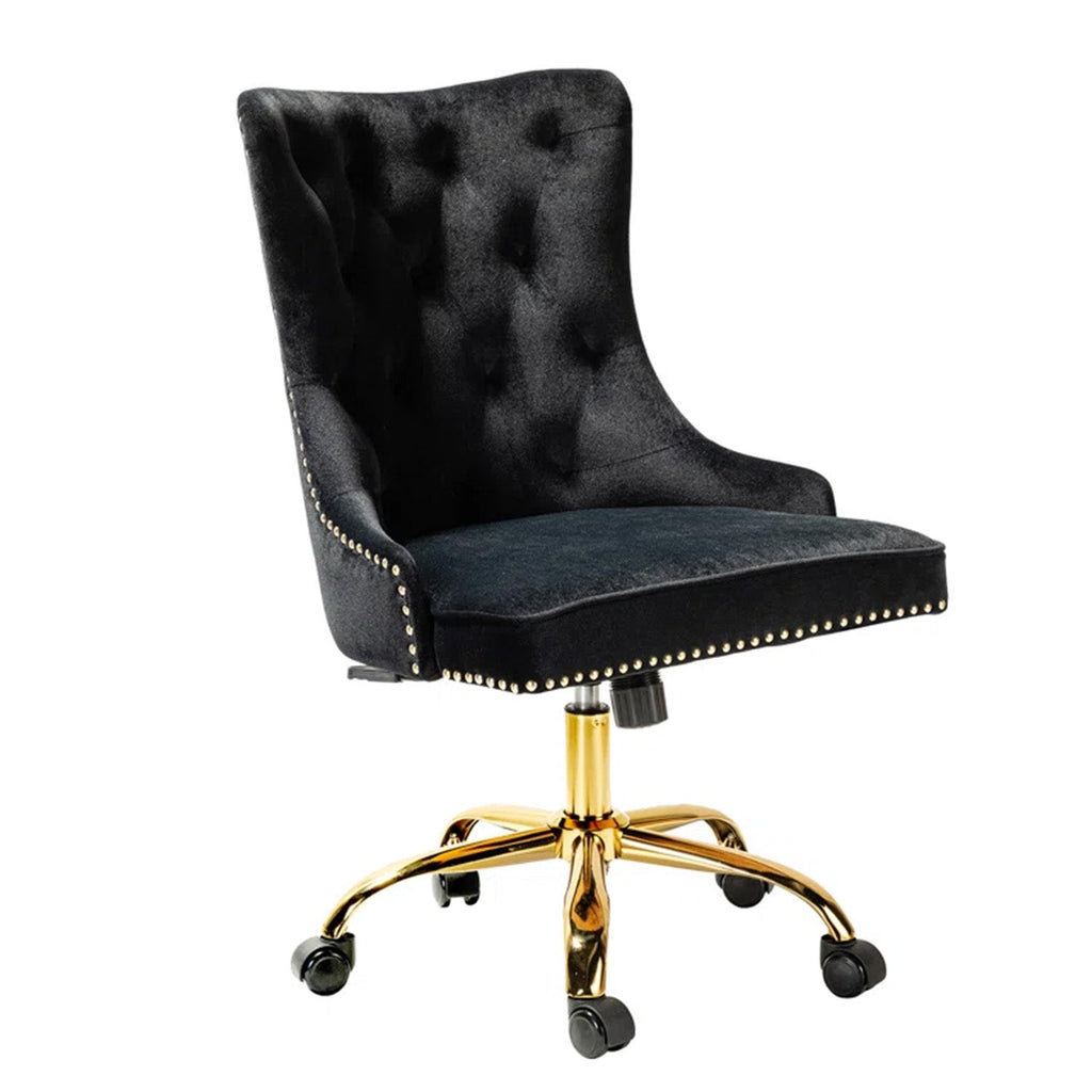 Velvet Tufted Boss Office Chair with Smooth Mobility– Black|Nestroots | Nestroots