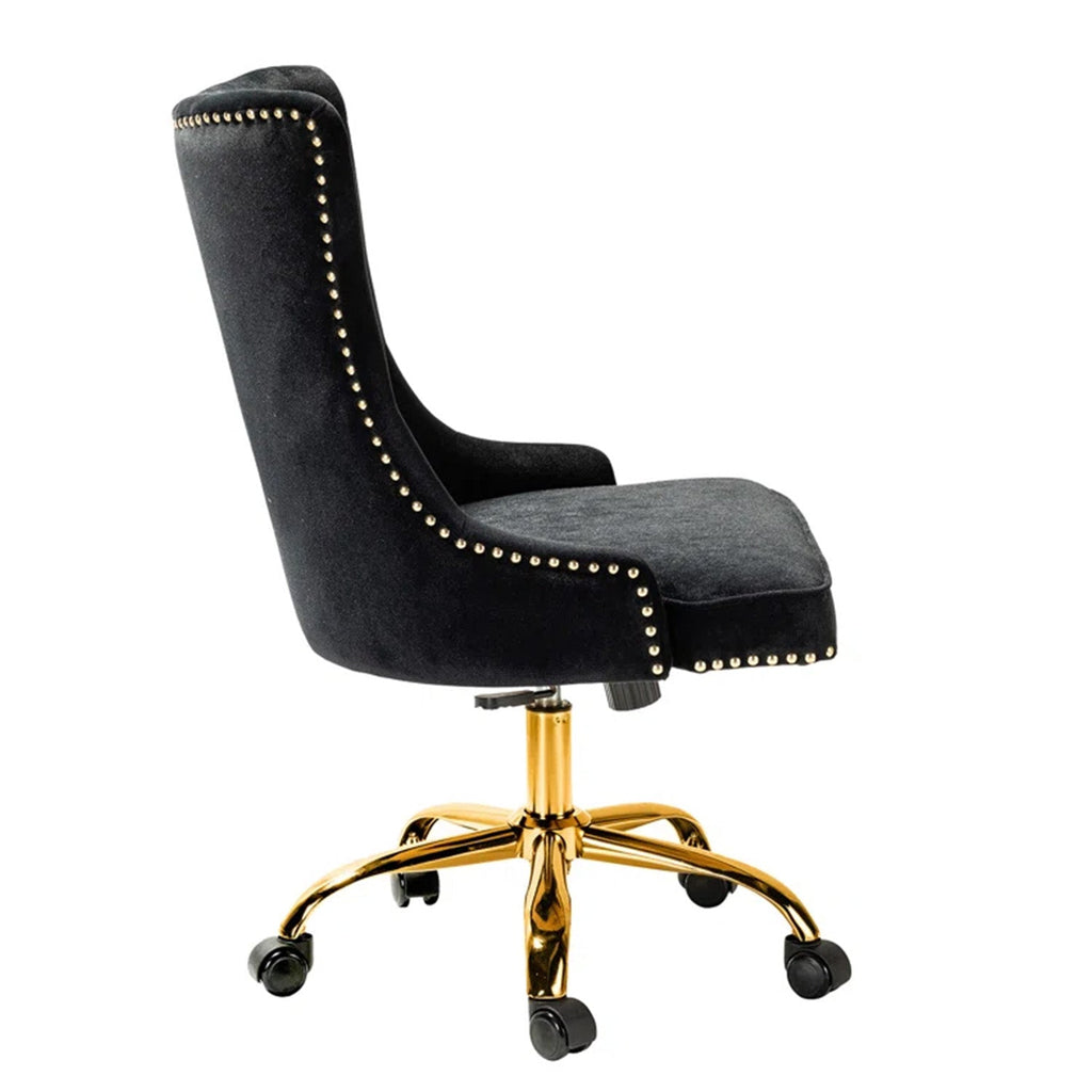 Velvet Tufted Boss Office Chair with Smooth Mobility– Black|Nestroots | Nestroots