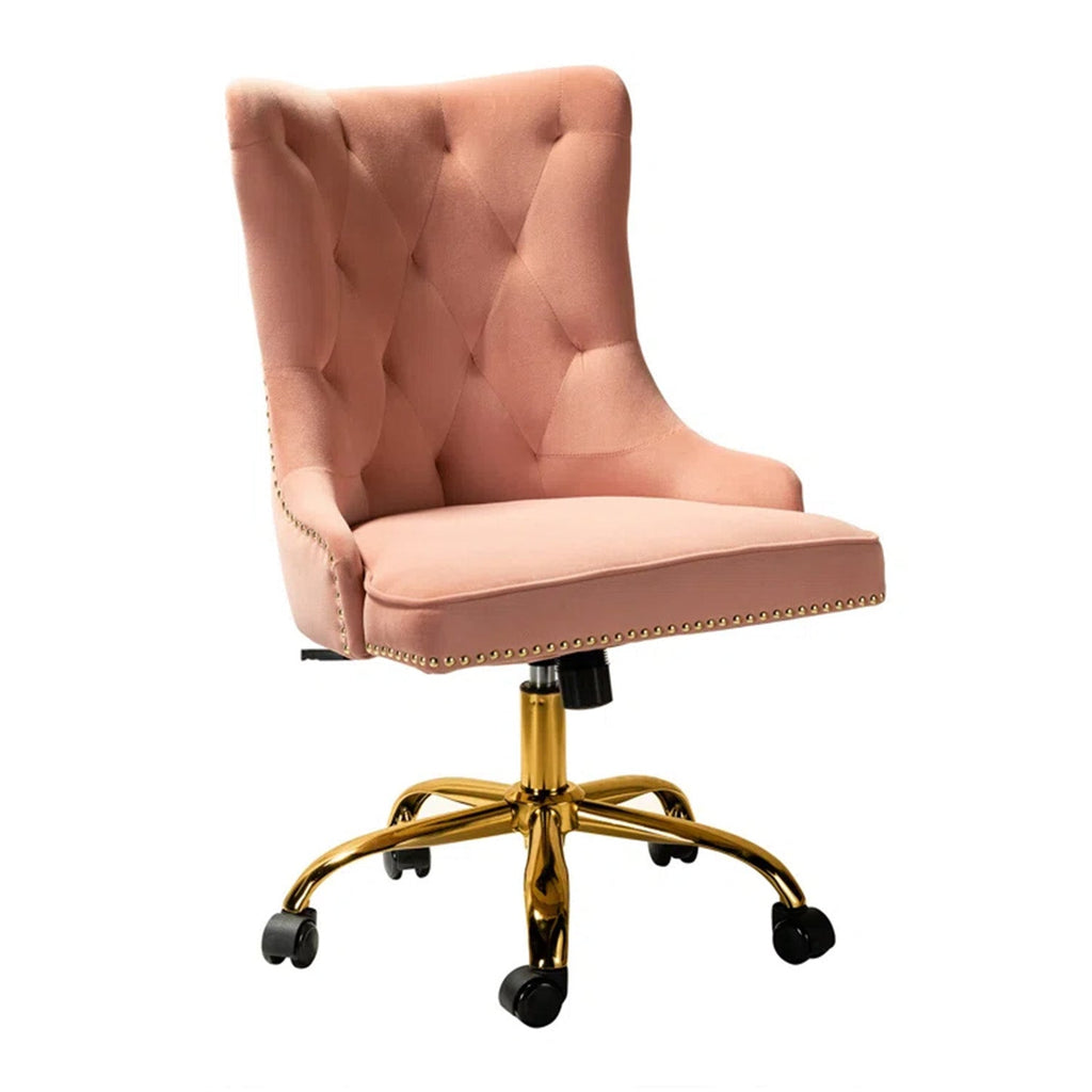 Velvet Tufted Boss Office Chair with Smooth Mobility– Pink|Nestroots | Nestroots