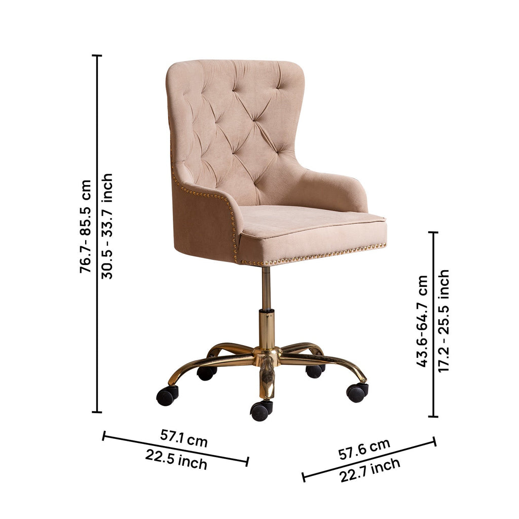 Velvet Tufted Boss Office Chair with Smooth Mobility– Beige|Nestroots | Nestroots