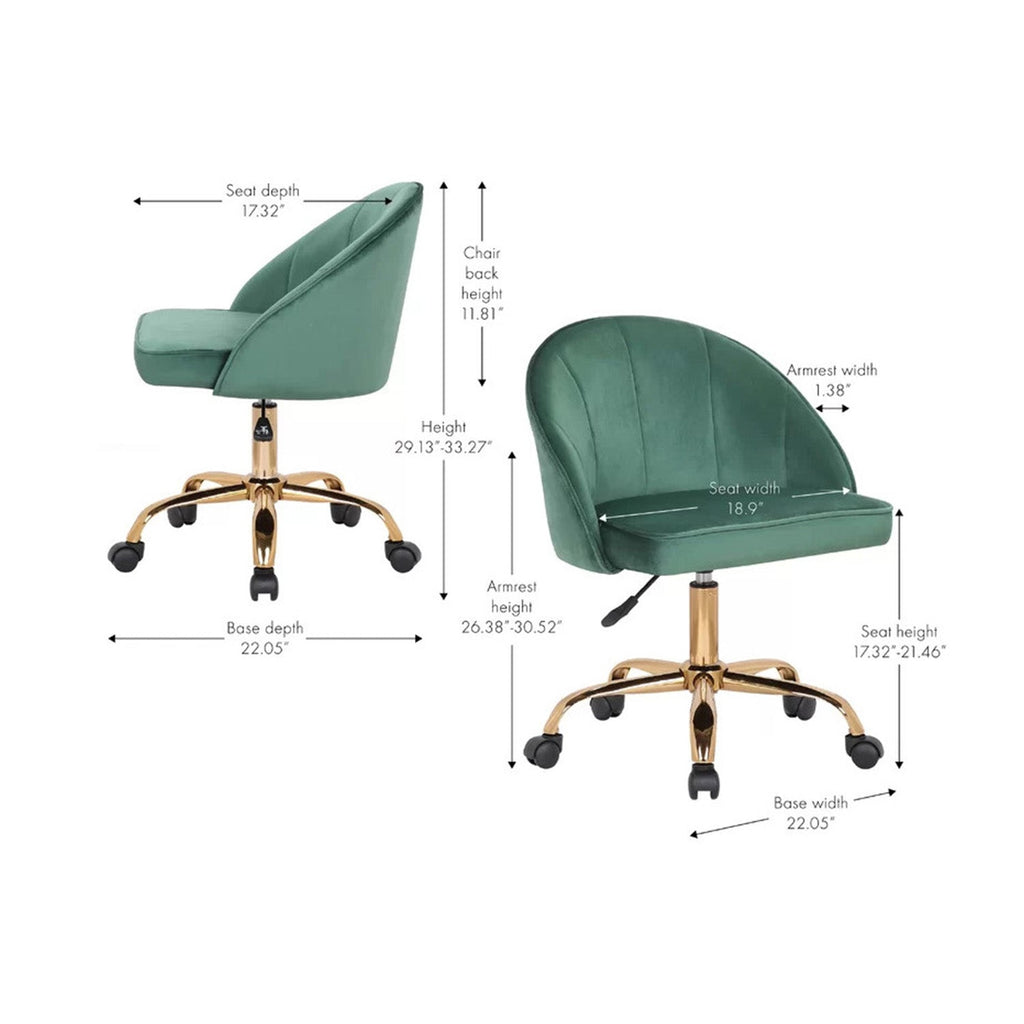 Velvet Tufted Office Chair With Smooth Wheels – Green|Nestroots | Nestroots