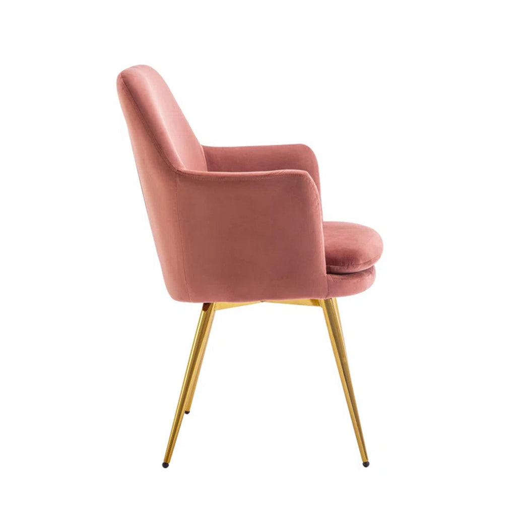 Luxurious Velvet Accent Dining Chair Pink