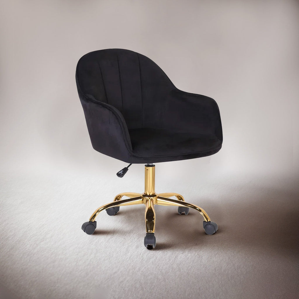 Velvet Tufted Office Chair With Smooth Wheels – Black|Nestroots | Nestroots
