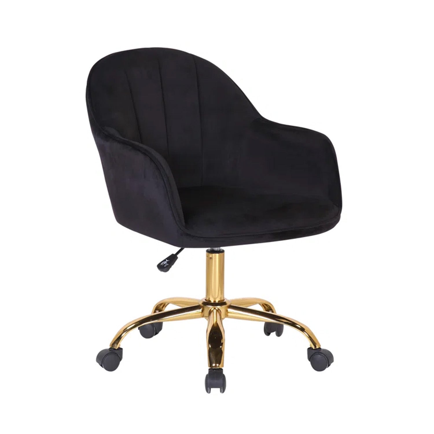 Velvet Tufted Office Chair With Smooth Wheels – Black|Nestroots | Nestroots