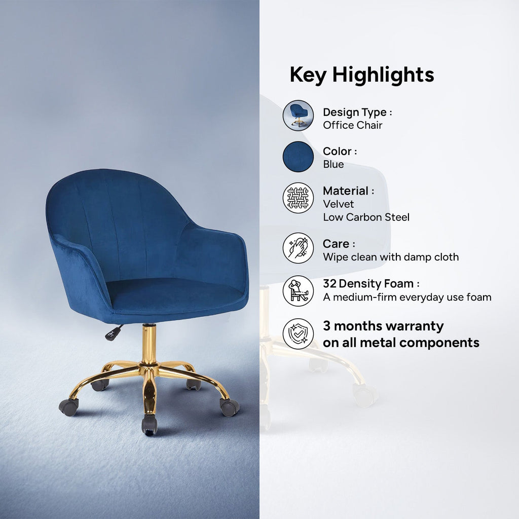 Luxury Tufted Office Chair Mobility Blue