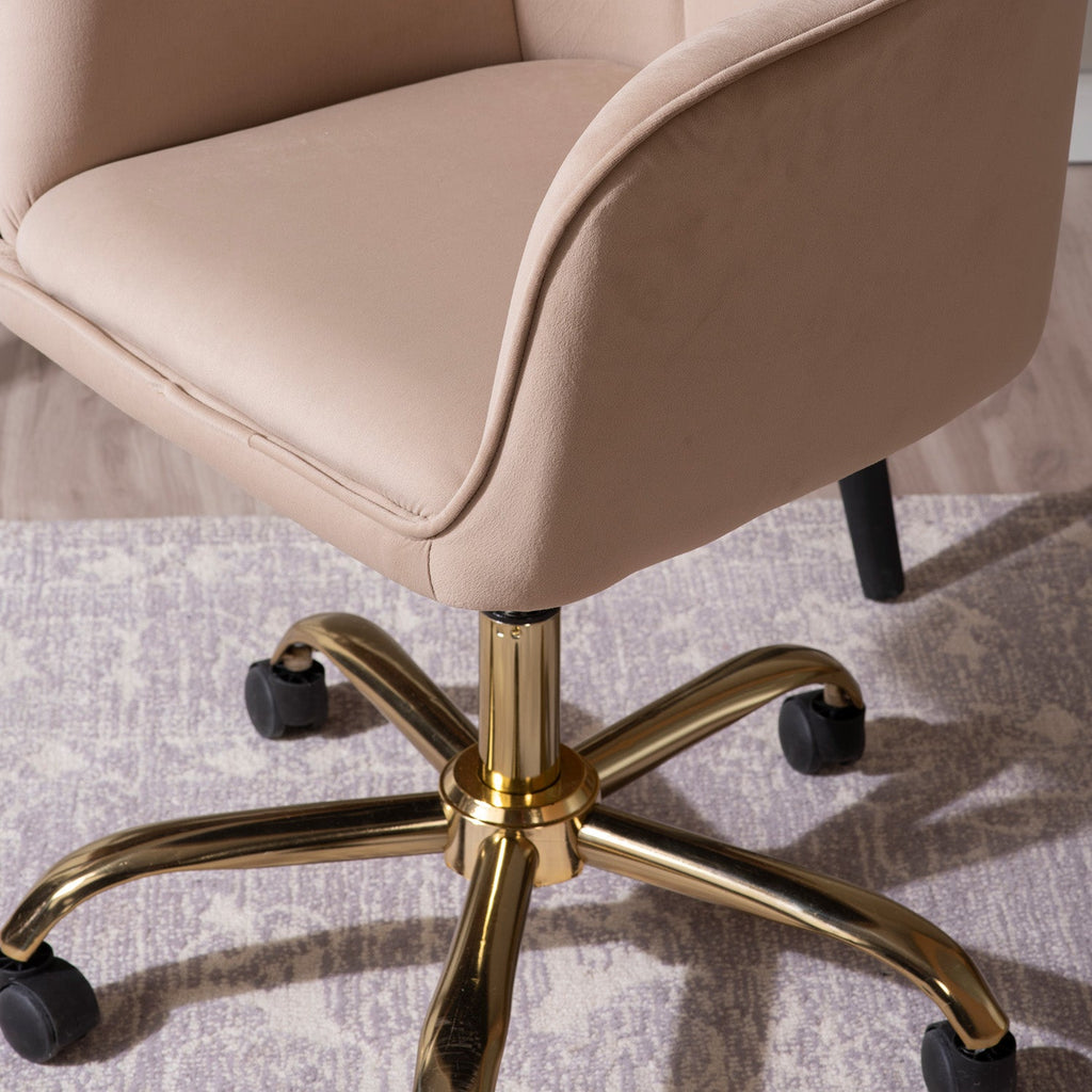 Velvet Tufted Office Chair With Smooth Wheels – Brown|Nestroots | Nestroots