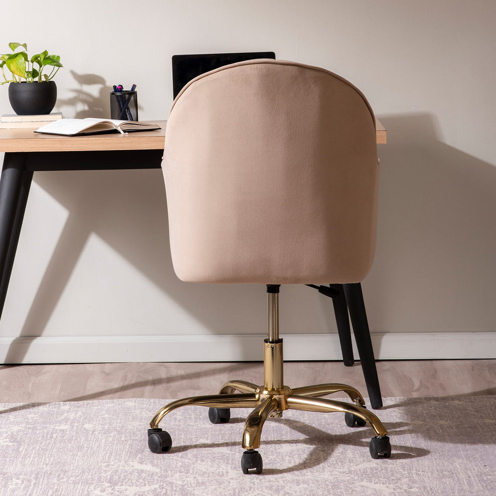 Velvet Tufted Office Chair With Smooth Wheels – Brown|Nestroots | Nestroots