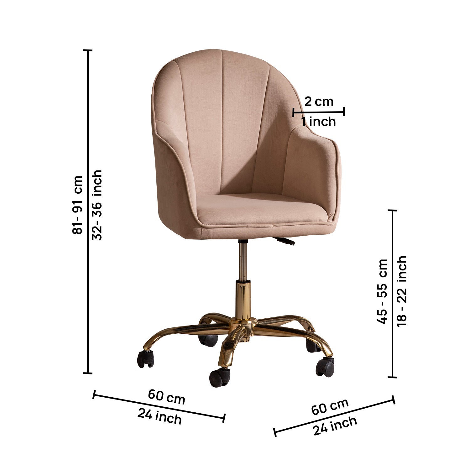 Velvet Tufted Office Chair With Smooth Wheels – Brown|Nestroots | Nestroots