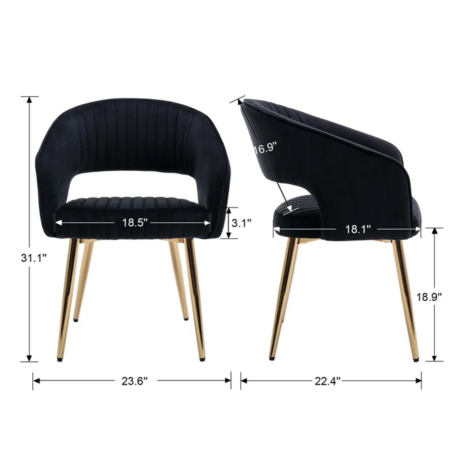 Chic Velvet Lounge Chair Black