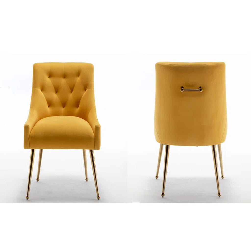 Glamorous Velvet Dining Chair Yellow