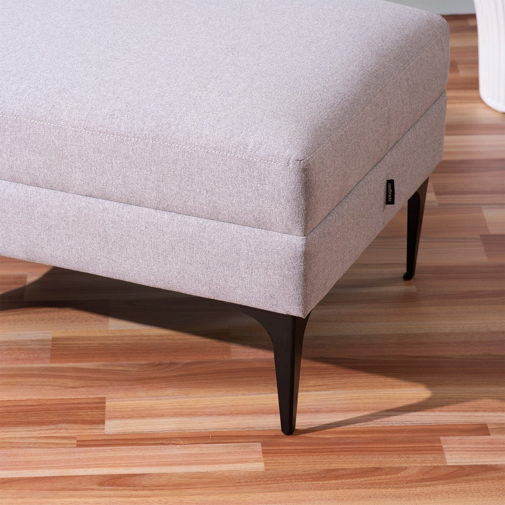 Mélange Vibes Cube Metallic Pouf Stool in Light Grey Color | Nestroots