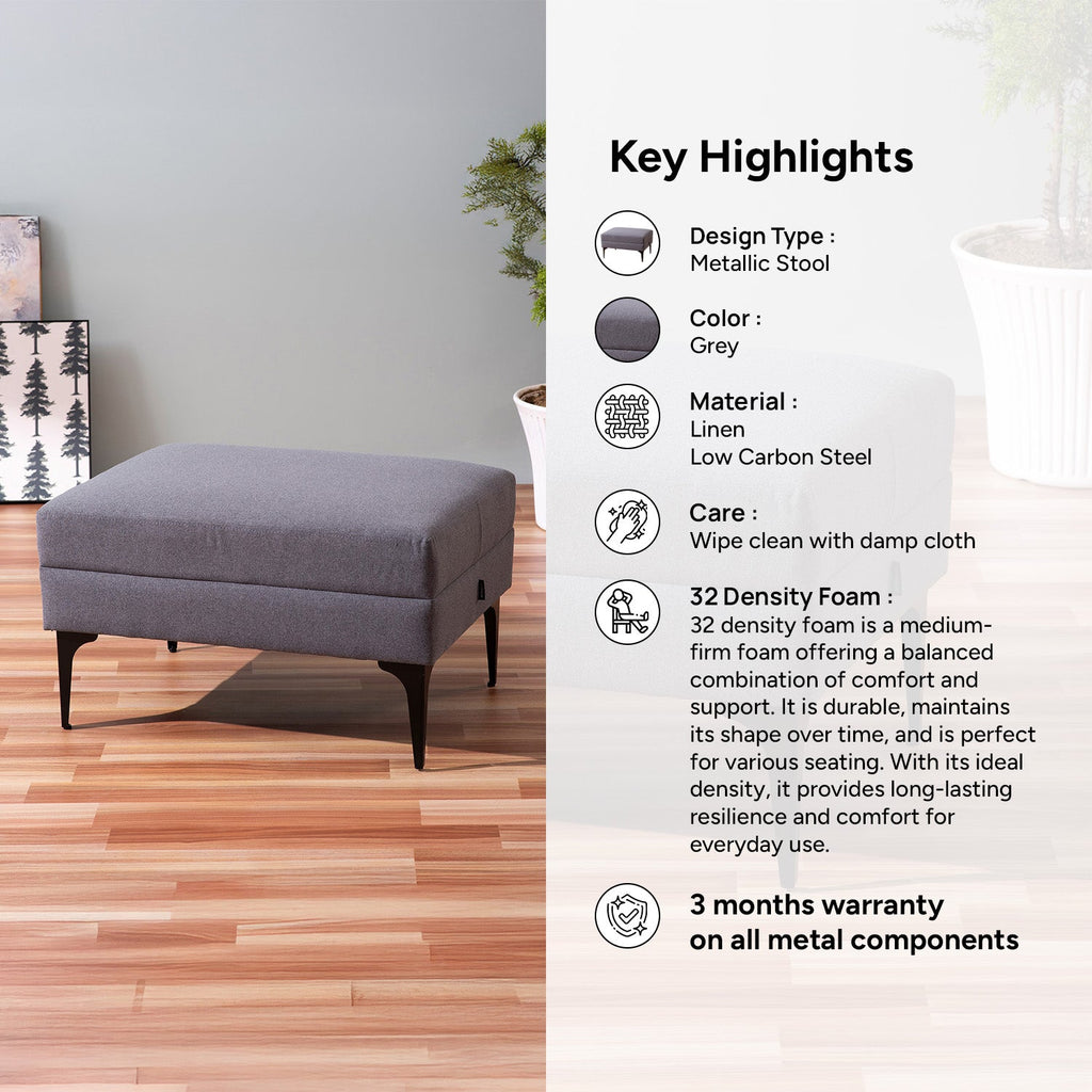 Nimbus Cloud Cube Metallic Pouf Stool in Grey Color | Nestroots