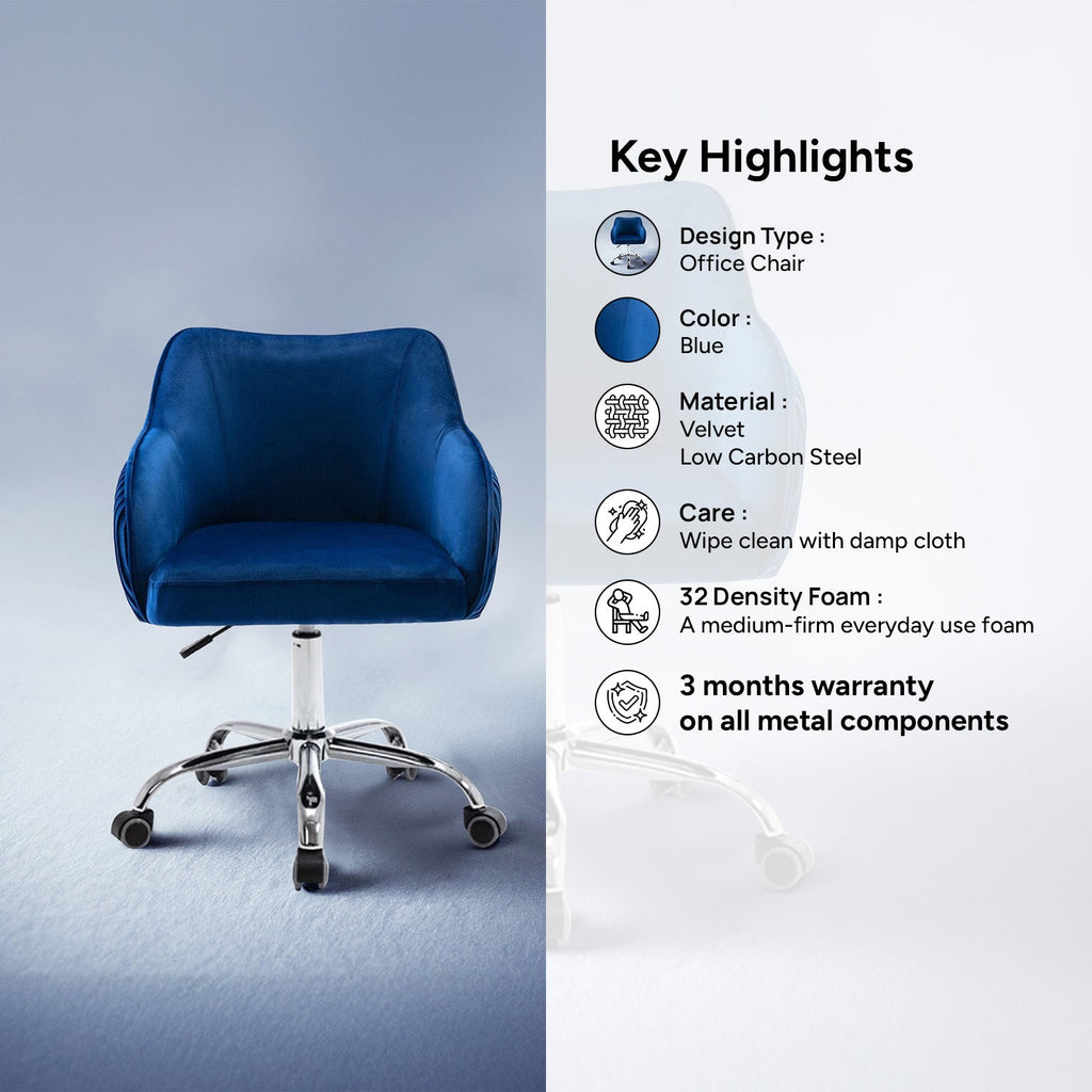 Home Office Chair With Wheels Blue
