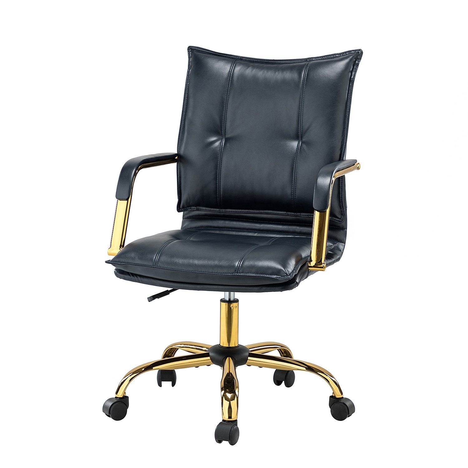 Faux Leather Executive Office Chair with Sleek Armrests – Black | Nestroots