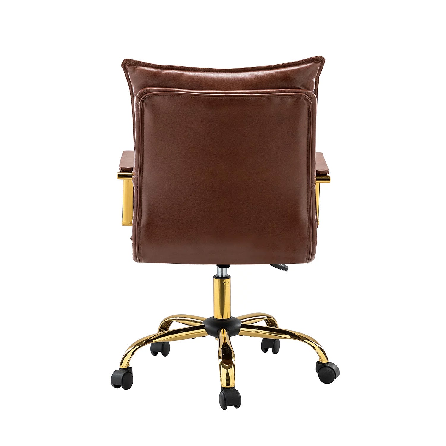Faux Leather Executive Office Chair with Sleek Armrests – Brown | Nestroots