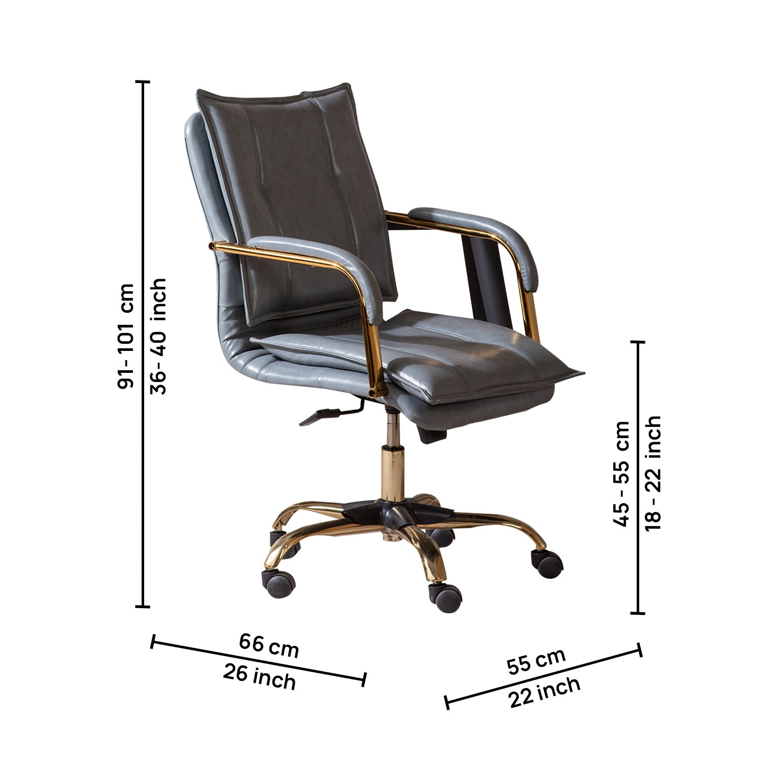 Faux Leather Executive Office Chair with Sleek Armrests – Sage Blue | Nestroots