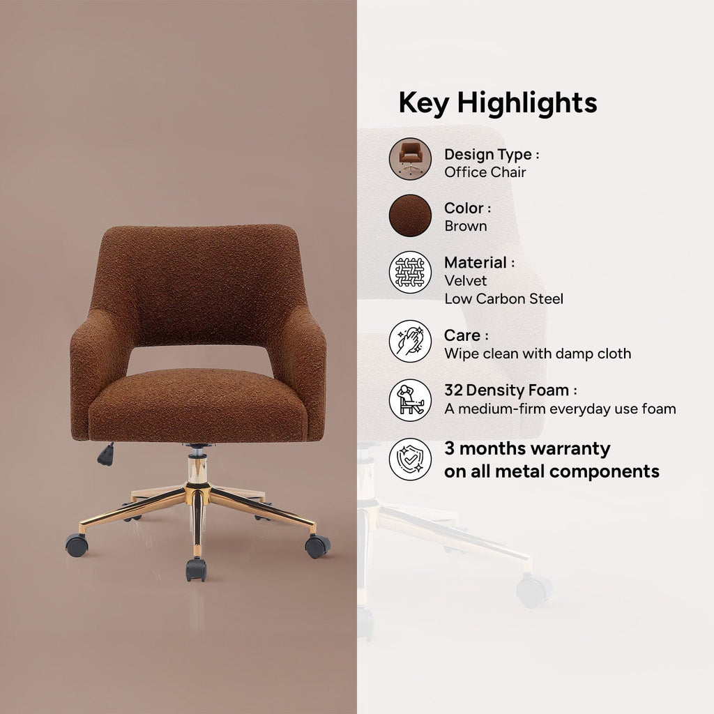Boucle Office Chair With 360° Swivel - Tan|Nestroots | Nestroots