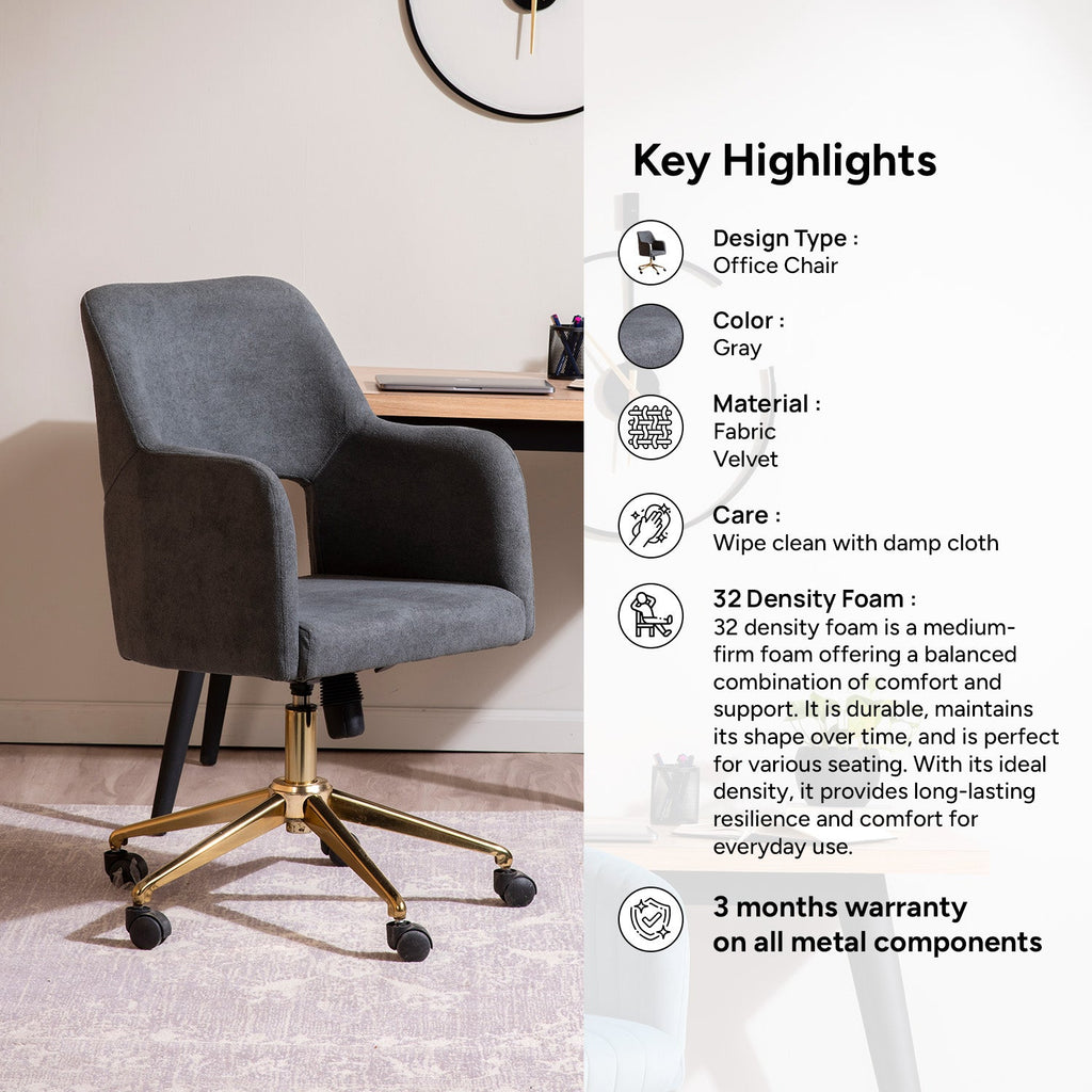 Boucle Office Chair With 360° Swivel - Grey|Nestroots | Nestroots