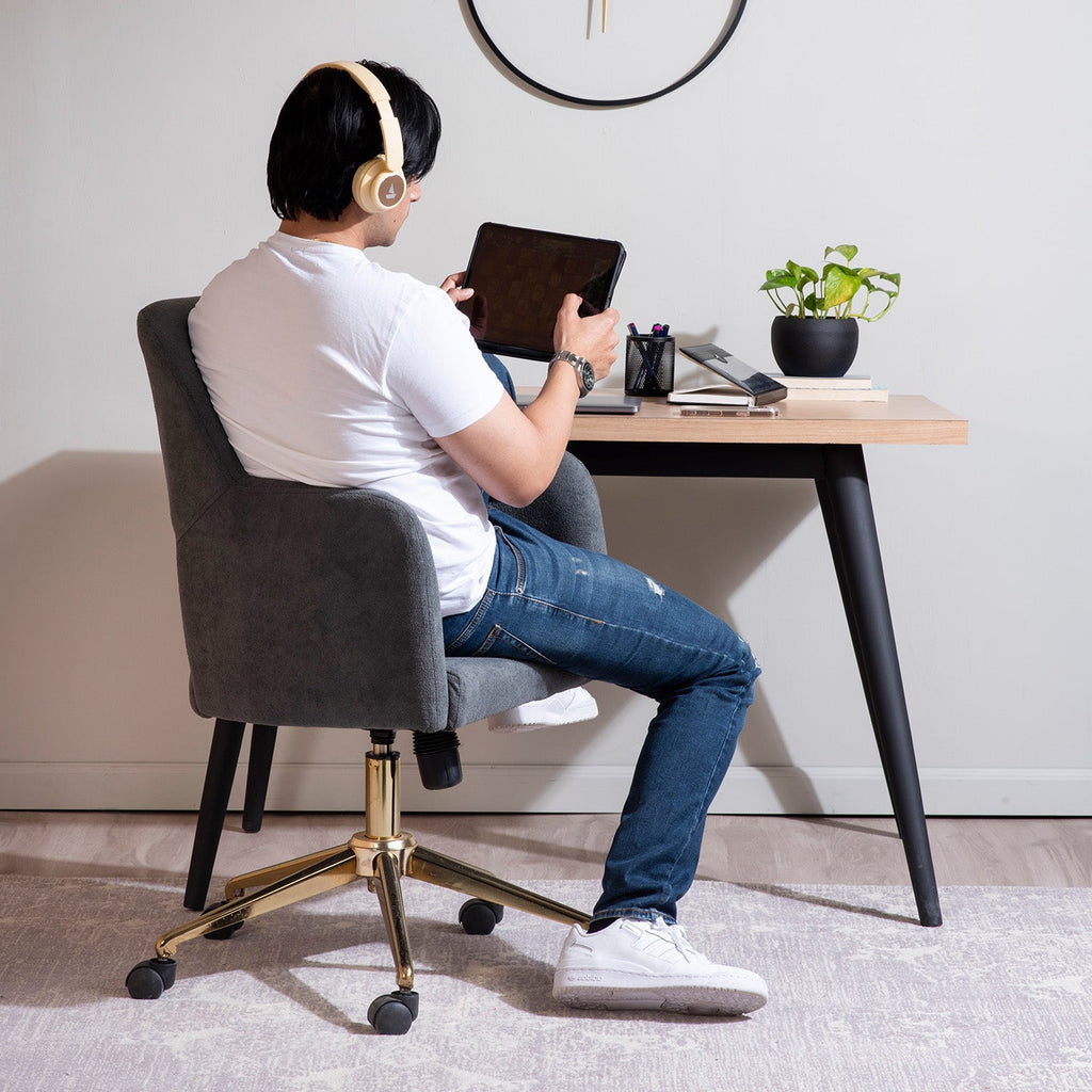 Boucle Office Chair With 360° Swivel - Grey|Nestroots | Nestroots