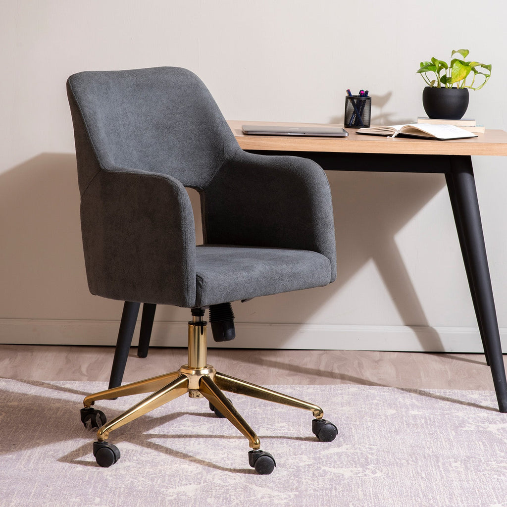 Boucle Office Chair With 360° Swivel - Grey|Nestroots | Nestroots