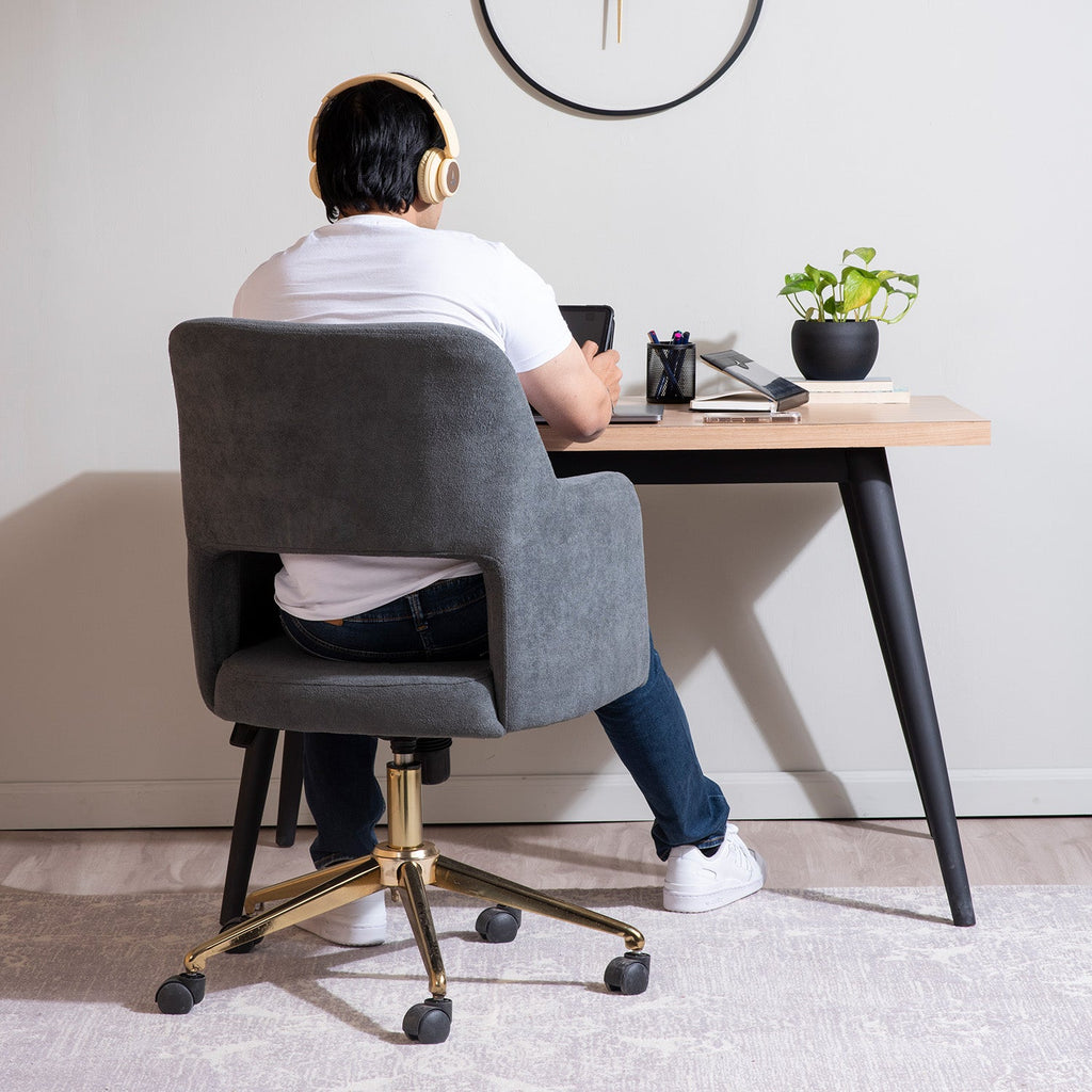 Boucle Office Chair With 360° Swivel - Grey|Nestroots | Nestroots