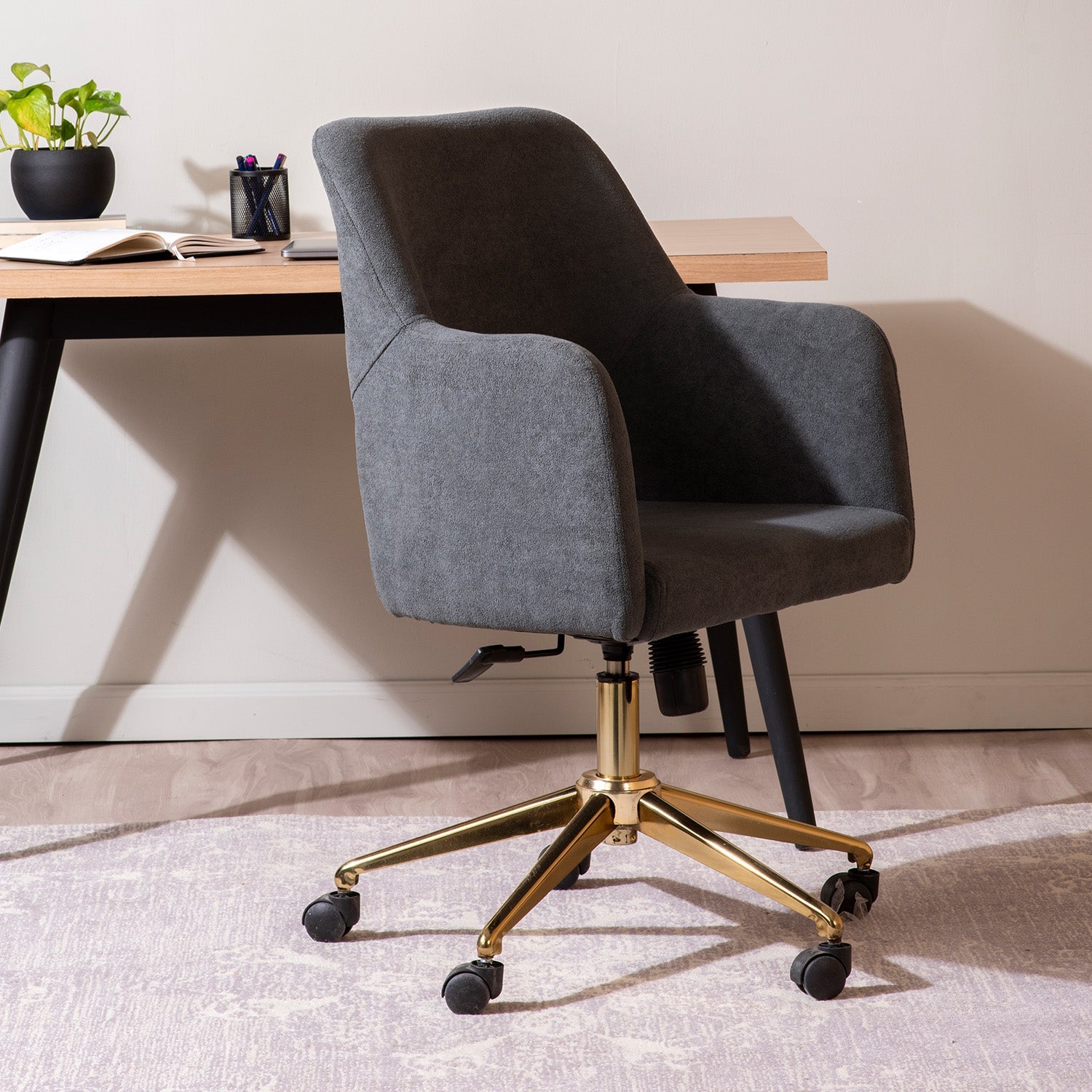 Boucle Office Chair With 360° Swivel - Grey|Nestroots | Nestroots