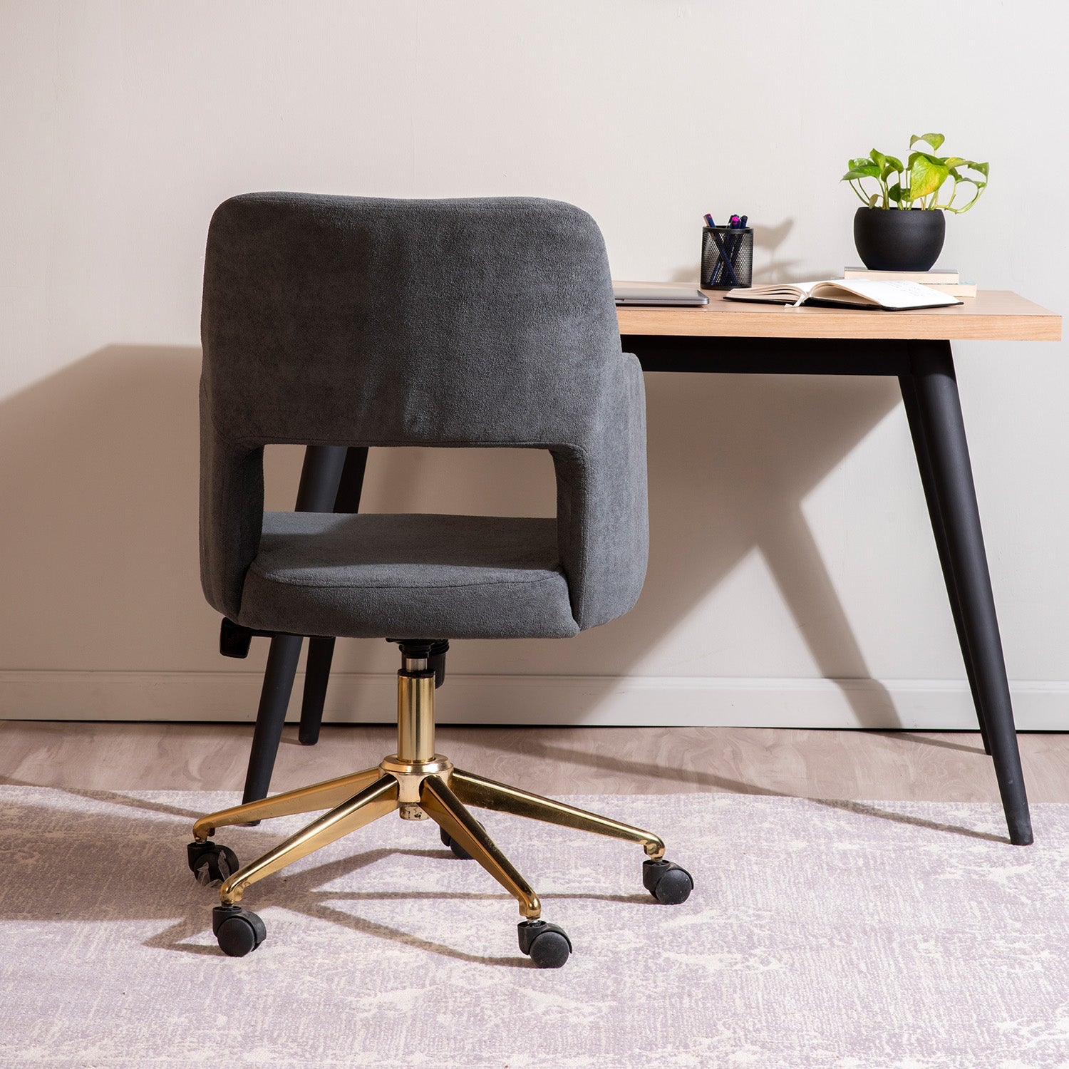 Boucle Office Chair With 360° Swivel - Grey|Nestroots | Nestroots