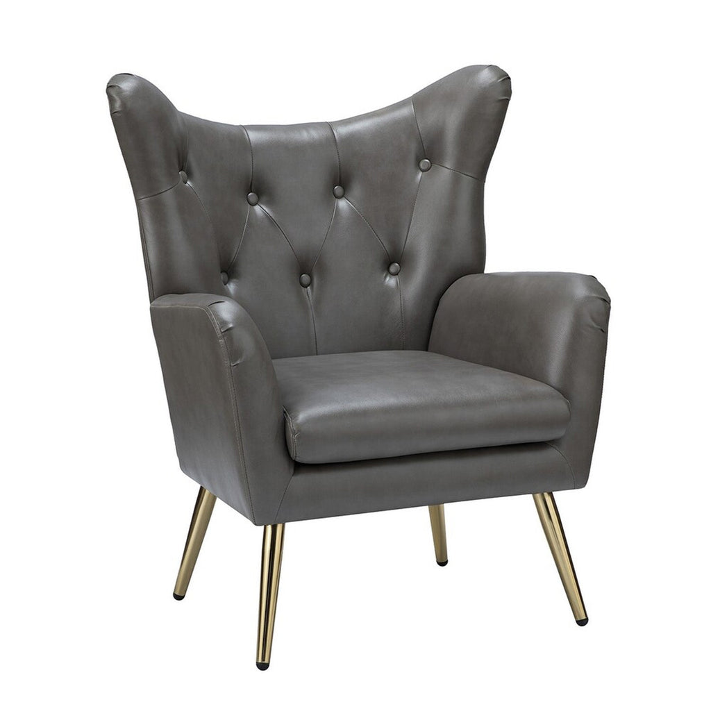Extravagant Faux Leather Lounge Chair Grey