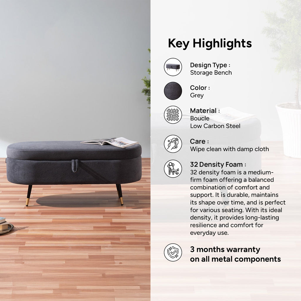 Smoky Daydream Ottoman Bench With Storage | Nestroots