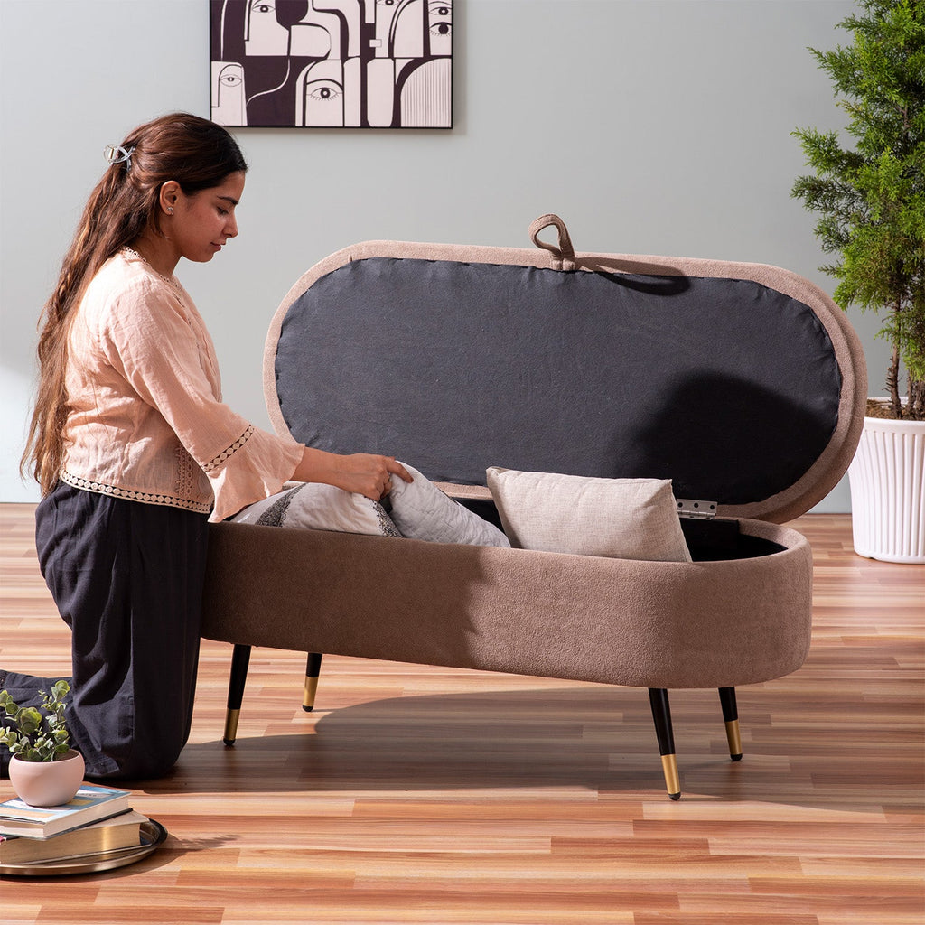 Beige Box Timeless Bench With Storage | Nestroots