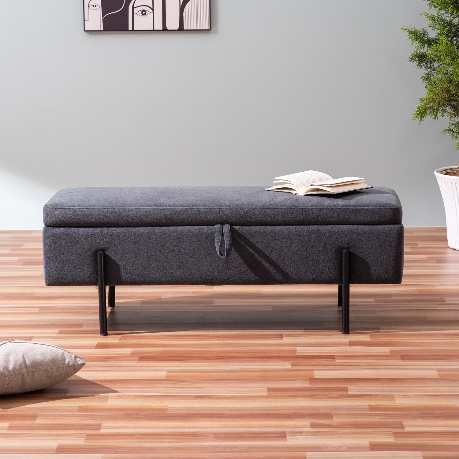 Elegant Grey Functional Flair Storage Bench | Nestroots