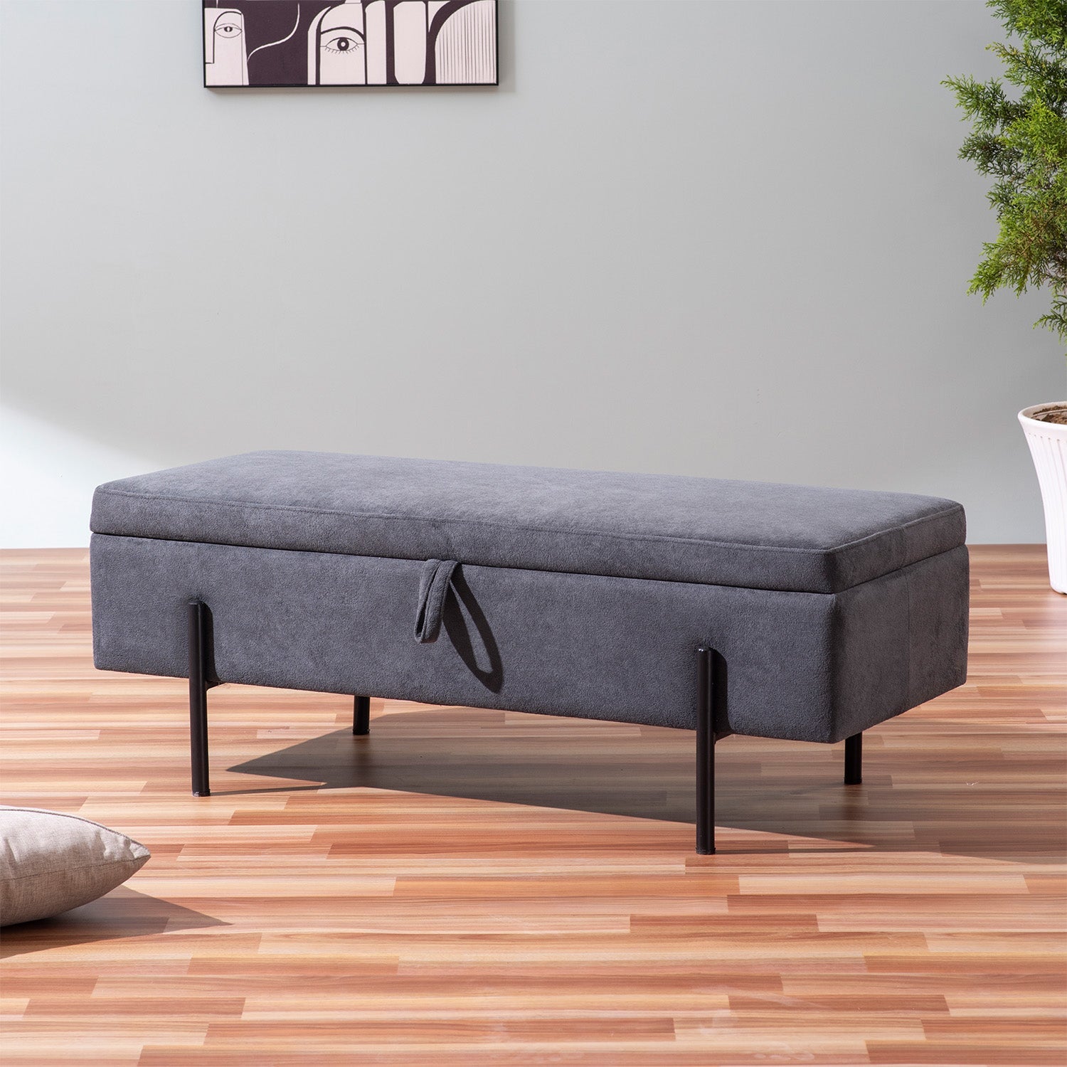 Elegant Grey Functional Flair Storage Bench | Nestroots