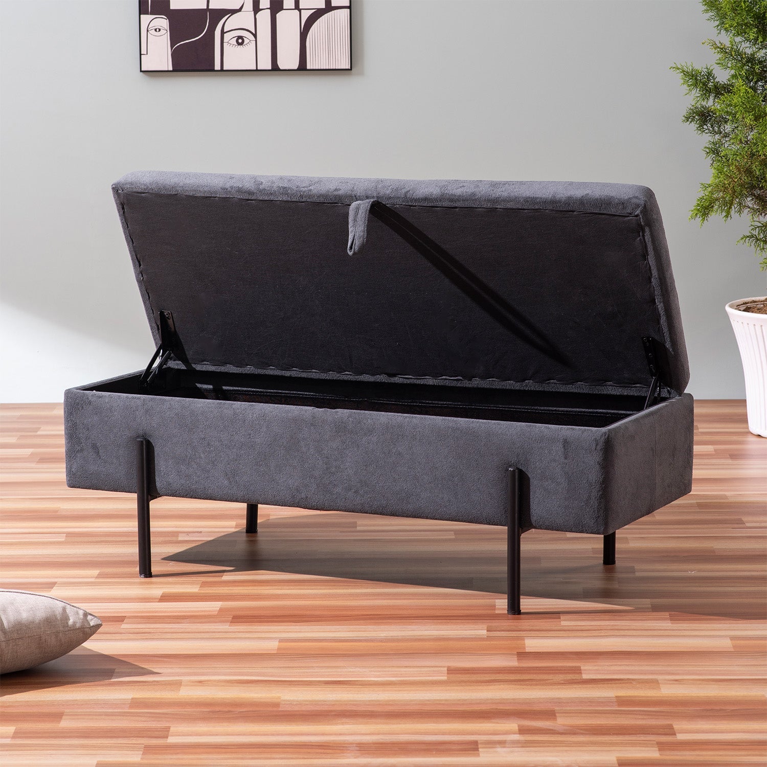 Elegant Grey Functional Flair Storage Bench | Nestroots