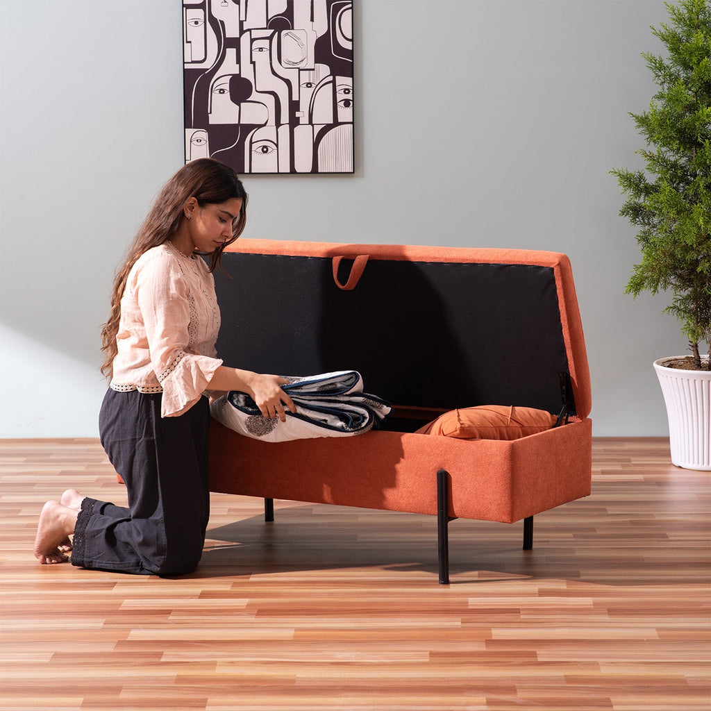 Bold Orange Functional Flair Storage Bench | Nestroots