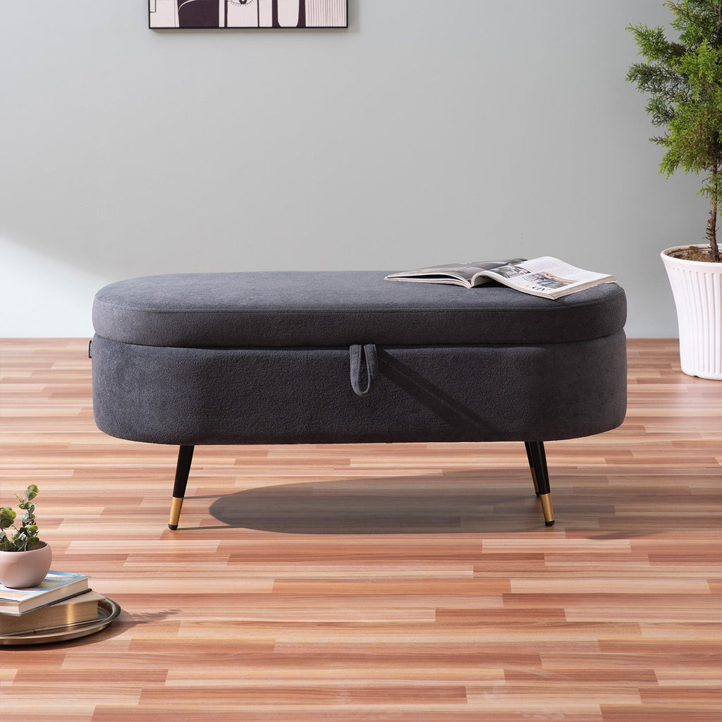 Smoky Daydream Ottoman Bench With Storage | Nestroots
