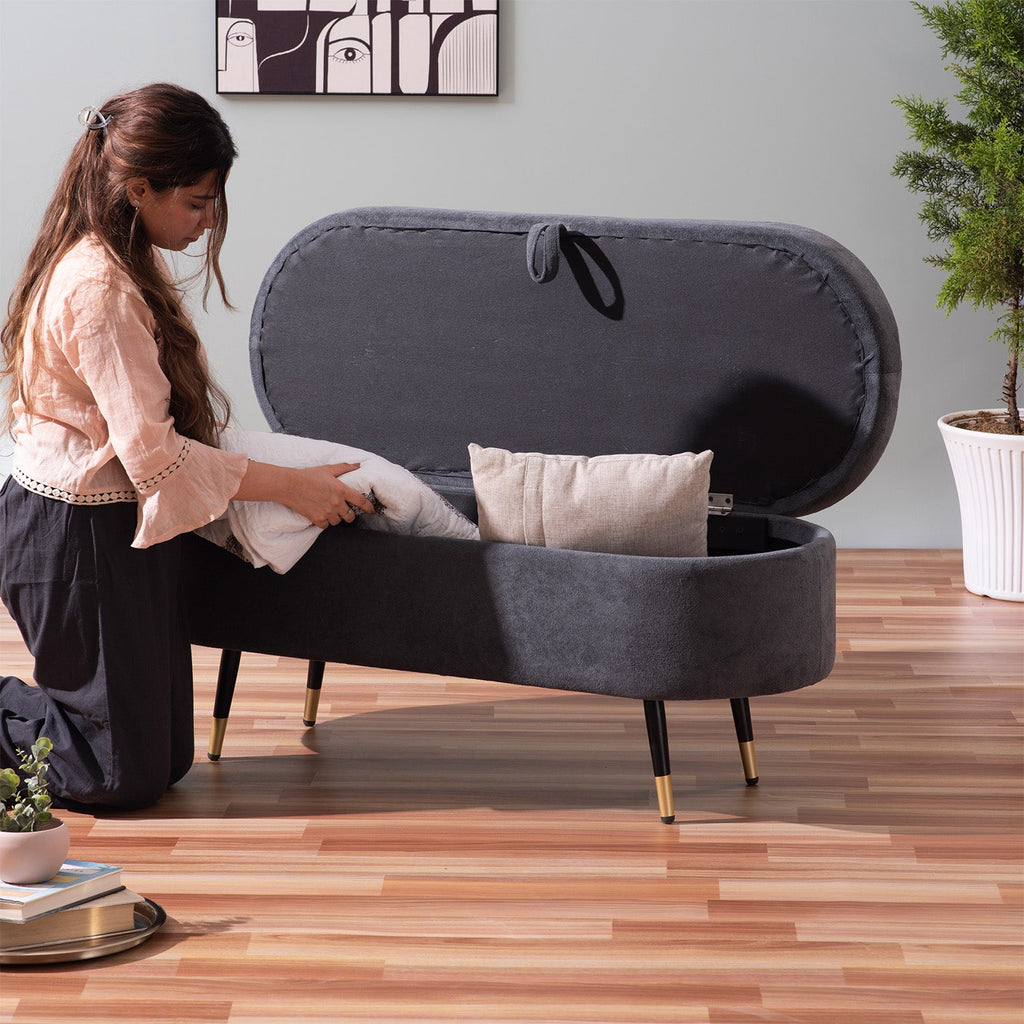 Smoky Daydream Ottoman Bench With Storage | Nestroots