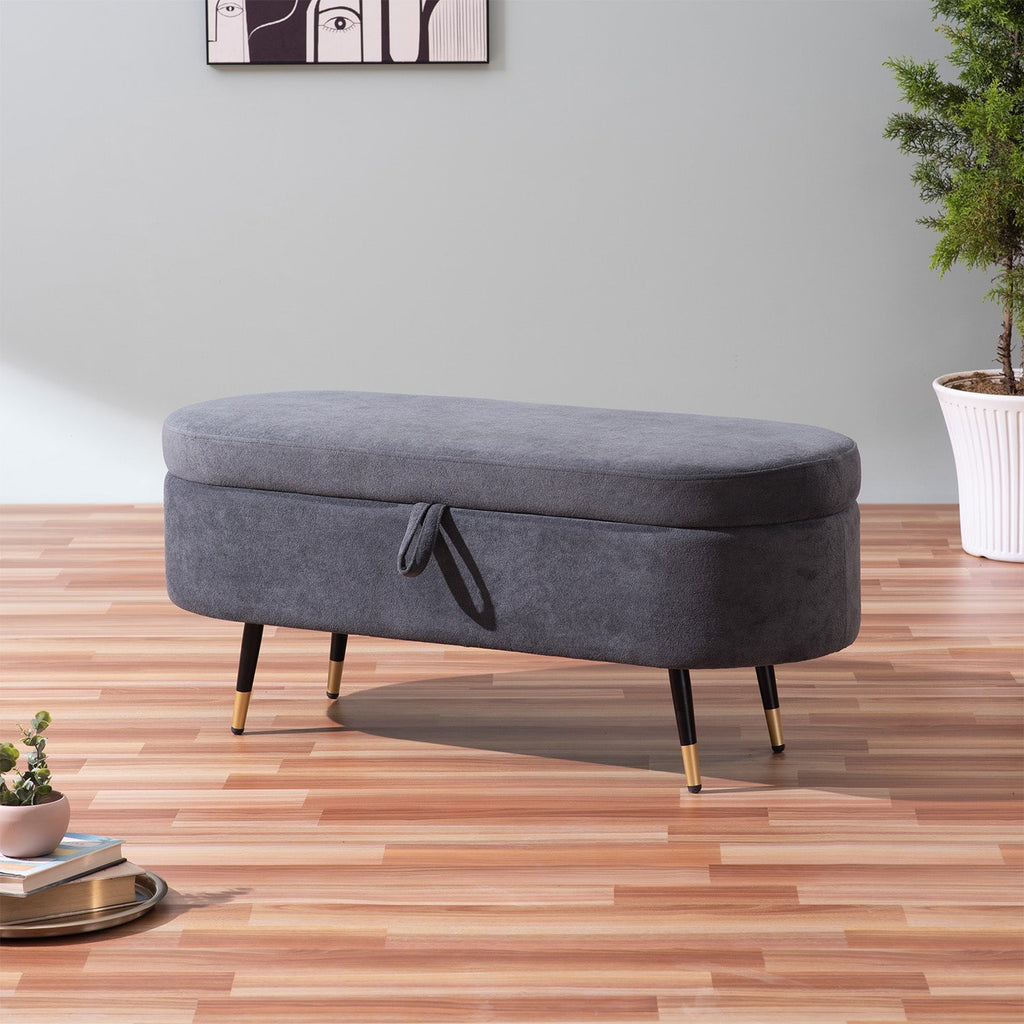Smoky Daydream Ottoman Bench With Storage | Nestroots