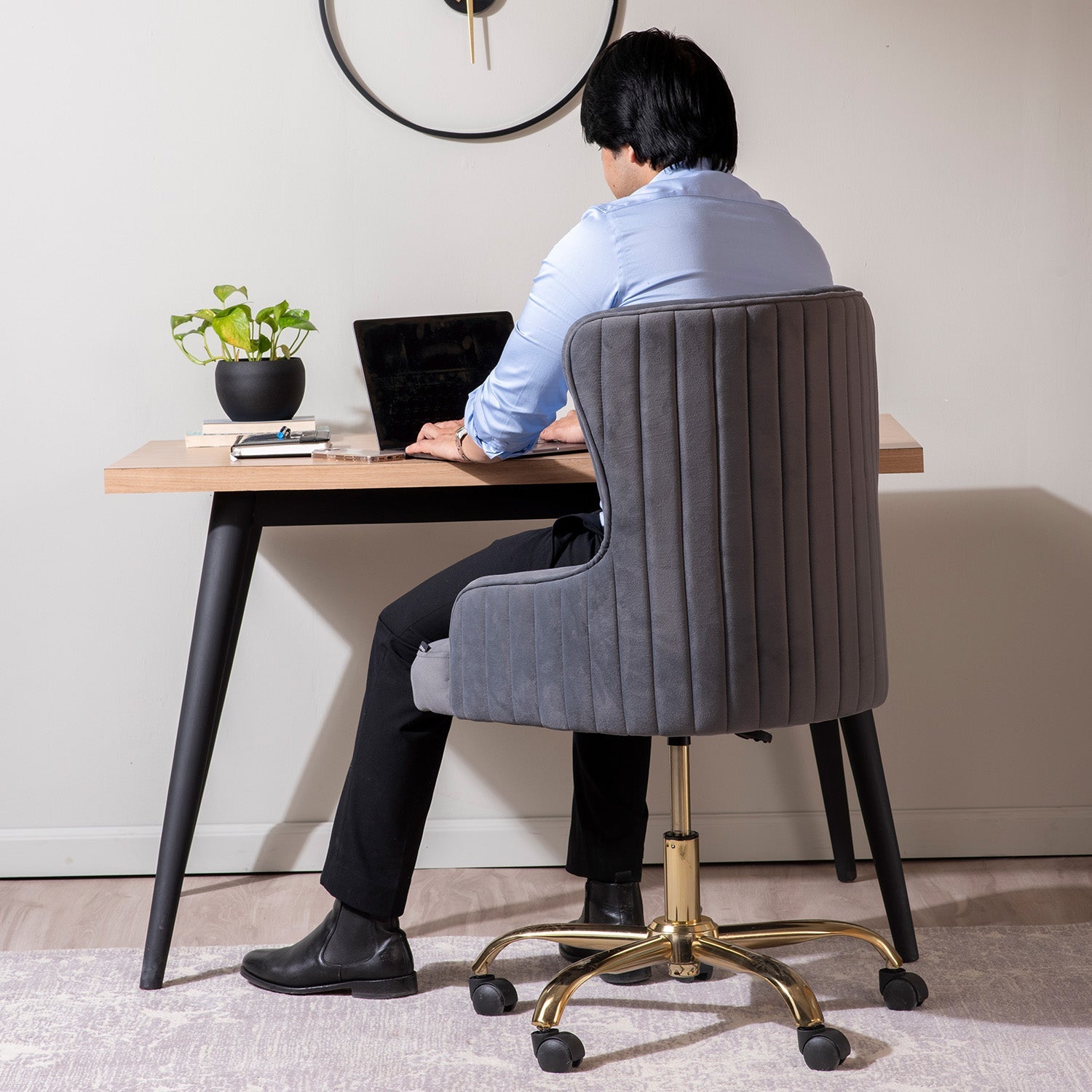 Velvet Sleek Office Chair Grey